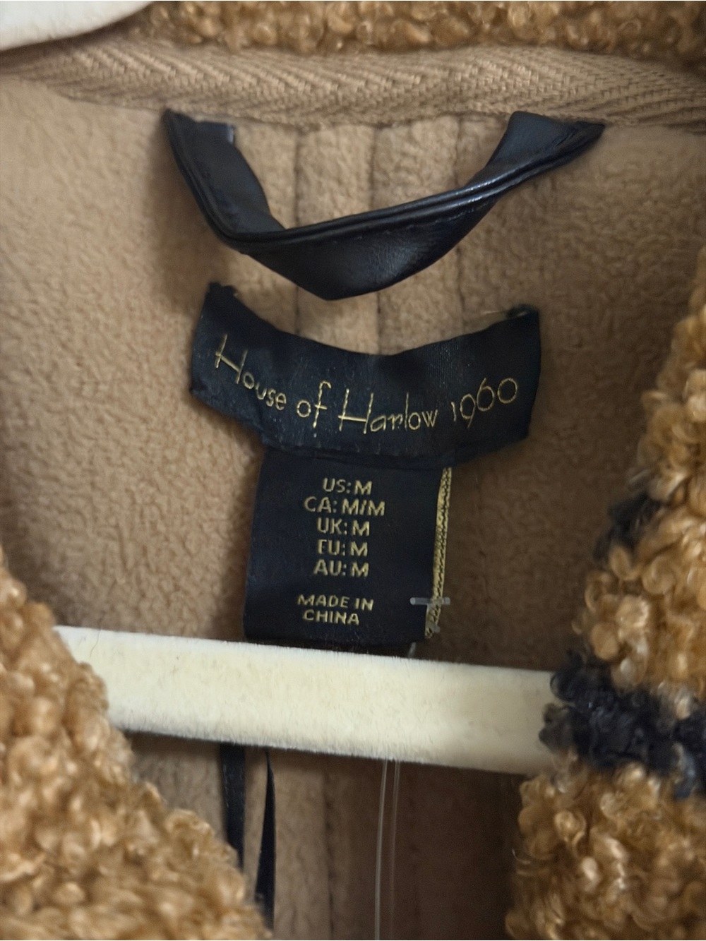 Viral House of Harlow 1960 Brown Sherpa Jacket with Black Horse Print - Picture 4 of 5